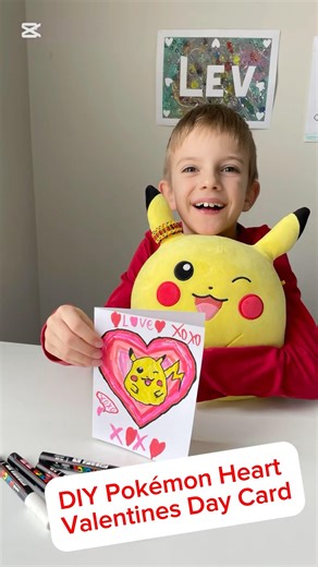 DIY Pokémon Valentine Card with Posca Markers #levinthelab #pokemonpapercraft #kidsvideo