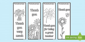 Thank You Teacher Bookmarks To Colour