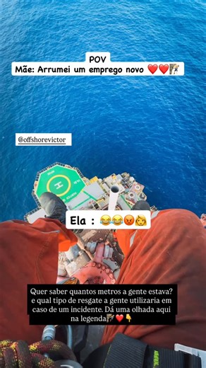 Victor Correia - Offshore / Supervisor Irata N3 on Instagram: "Calma mãe , fui de 7 meses e meio só ; a senhora quer que seja normal , eu sou caveira 😂😂 💀💀 Mas atenção agora aqui galera , super importante 👇 Galera, mais ou menos a 80 metros de altura, na parte mais alta da plataforma. “AHC " em plataformas pode se referir a Active Heave Compensation (Compensação Ativa de Elevação), nessas ocasiões, independentemente do áudio da brincadeira, o assunto é muito sério ainda mais pra quem trabal
