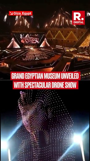 A breathtaking drone and fireworks display illuminated the skies of Giza as Egypt officially unveiled the Grand Egyptian Museum, located near the ancient pyramids. #EgyptianMuseum | #pyramidsofgiza | #droneshow | #RepublicWorld | Republic