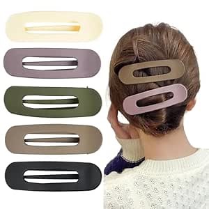 YANIBEST Flat Hair Claw Clips for Women - Stylish Lay Flat Claw Clips for All Hair Types | Chic Hair Accessories for Girls, 5pc, Purple