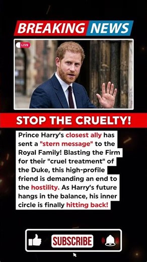 ROYAL UPDATE: Prince Harry’s Pal Sends Stern Message to Royal Family Over "Cruel Treatment"!
