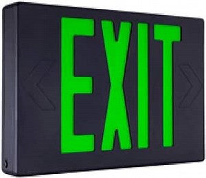 Indoor Thermoplastic LED Exit Sign Series: EETP with Green Letter Color and Black Housing Color (Without Buy American Compliance, AC Only Single Circuit Operation)