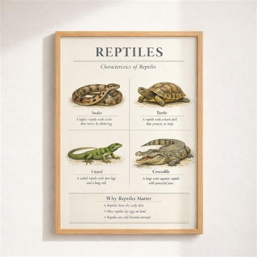 Reptiles Characteristics Poster – Animal Classification Biology Science Wall Art | Digital Download - Etsy
