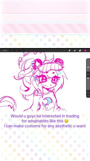 Drawing isnt finisned buuut idk lmk if ur interested if enough ppl are i might open 1-2 slots for custom ocs 🙂‍↕️💓 also this is for adopt me trades, thx #adoptme #adoptmecommissions