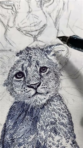 Bold Beginnings | Engineering a Lion Cub with Permanent Ink Mechanics #precisiondrawing