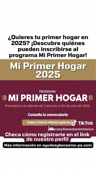 ¡Atención, EDOMEX! 📣 ¿Quieres tu primer hogar en 2025? 🔑 ¡Descubre quiénes pueden inscribirse al programa Mi Primer Hogar! 👀 Checa los requisitos y fechas aquí. ¿Buscas tu primera casa? ¡Comenta! 👇 Toda la información está en el link de mi perfil. ¡No te quedes fuera! #MiPrimerHogar #ViviendaEDOMEX #PrimerCasa #Requisitos #Fechas #EDOMEX2025 #TuPrimerHogar