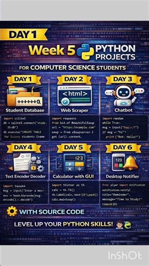 Week 5 Python Projects for beginners #python #shorts #coding