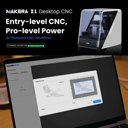 ✨ Your First CNC, Your Pro-Level Results Beginner-friendly operation meets professional-grade precision — unleash your creative potential with Makera Z1. 📬 Sign up now for Kickstarter launch notifications — don’t miss the Early-Bird at just $899! ⚡ Easy Setup | Safe Enclosed Frame | AeroDust™ Collection 🛠 One-Click CAM Software | CNC Model Platform — Access, share, and machine with ease | MakeraGlobal