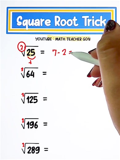4.5M views · 34K reactions | Amazing Trick for Square Roots‼️‼️‼️ #Math #mathtrick #Mathematics #mathteachergon #mathTricks #mathhacks #mathematics #squareroots #algebra | Ako si Teacher Gon | Facebook