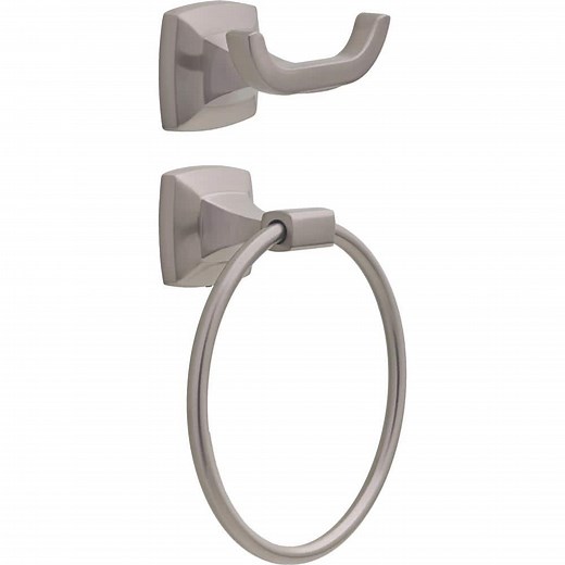 Delta Portwood 2-Piece Bath Hardware Set with Included Towel Ring, Towel/Robe Hook in Brushed Nickel PWD62D-BN-VK - The Home Depot