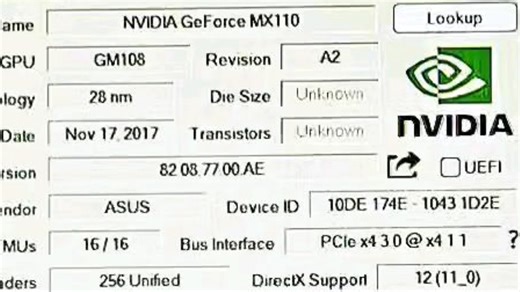 NVIDIA英伟达GEFORCE MX110显卡GPU-Z参数和Aida64测试及I5-8250U处理器和核显测试得分！感谢粉丝“LC_State”提供测试视频