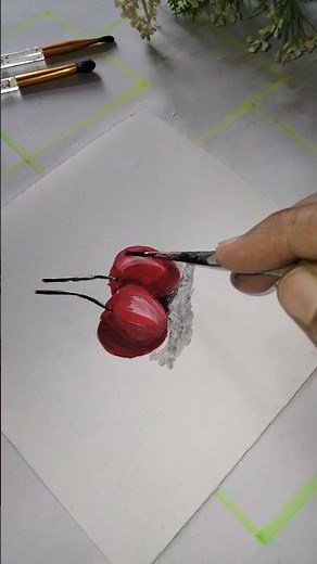 🍒 Easy Cherry Painting Tutorial l How To Paint Easy And Realistic 🍒