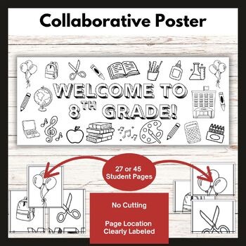 Welcome to Eighth Grade Collaborative Poster Mural Bulletin Board 27 or 45 Pgs