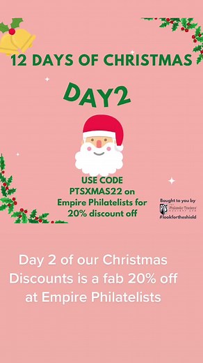 PTS MEMBER EMPIRE PHILATELISTS PTSXMAS22 will give all buyers on Empire Philatelists a 20% discount across the whole website. https://www.empirephilatelists.com Please note T&C’S might apply.