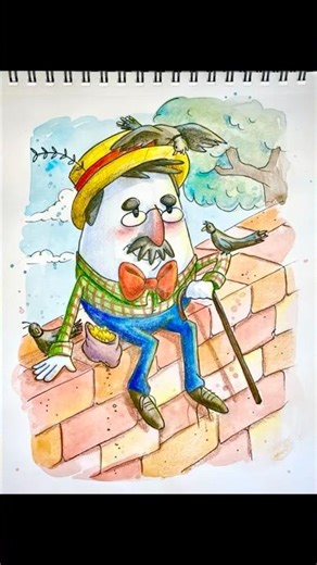 One out of three Humpty Dumpty portfolio pieces 🥚 #artistsoftiktok #arttok #illustrator #kidlit