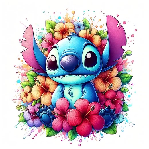 5 PNG Hawaii Flowers Stitch Png Stitch Splash and Watercolor Png Hawaii Stitch Transparent PNG File for Sublimation - Etsy