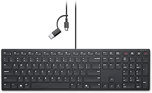 Dell KB525C Wired Collaboration Keyboard - USB-C & USB-A Versatile connectivity, 15 Programmable Shortcuts Keys, Collaboration Keys - Zoom & Microsoft Teams, Copilot Key, Silent Keys - Black