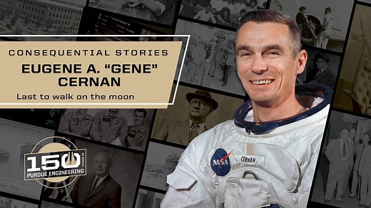 🗓️ December 14 (1972) Astronaut Eugene “Gene” Cernan (1934-2017) was the second American to walk in space during the Gemini 9 mission, and as commander of Apollo 17 on Dec. 14, 1972, became the last person to set foot on the moon — carving his daughter’s initials, “TDC,” on the lunar surface before departing. Cernan (BSEE ’56, HD ’70) was the lunar module pilot on Apollo 10, which set the record for the highest speed achieved by any crewed vehicle during its return to Earth — 24,791 mph, and he