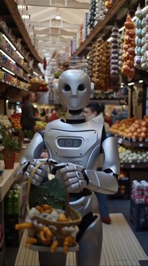 Robot Assistant Shopping Real Life AI! #ai #humanoid #viralvideo #humanoidrobot