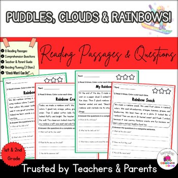Rainbow Reading Passages with Comprehension Questions | Colors & Spring Science