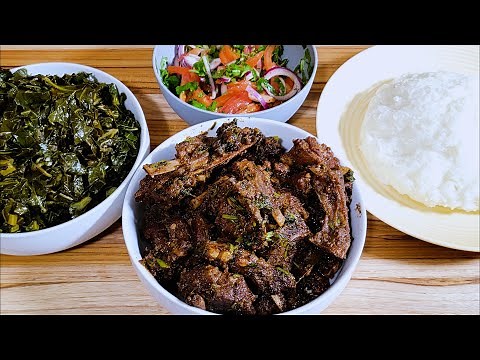 GOAT DRY FRY WITH COLLARD GREENS AND UGALI | MBUZI DRY FRY ,UGALI ,SUKUMA WIKI NA KACHUMBARI | Cook