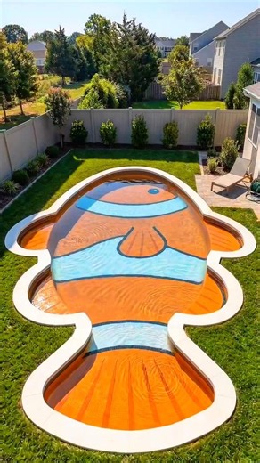 They Built A Fish-Shaped Pool In Their Backyard 🐟🤯 #Shorts #Pool #Construction