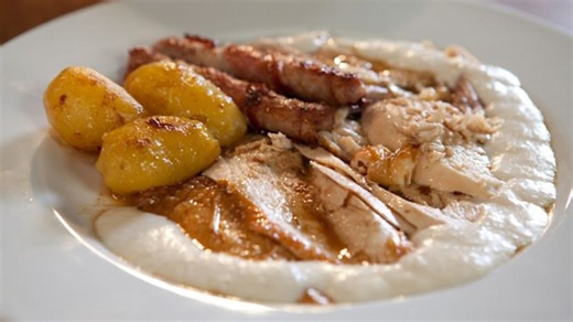 Perfect roast chicken with homemade bread sauce