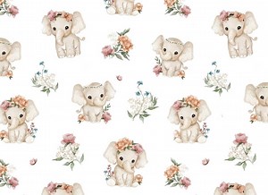 Cotton Fabric Elephants - Modern Nursery Decor, Premium Digital Print Kids Cotton, Cute Elephants Pattern, Baby Cotton Fabric 155cm 61" Wide - Etsy