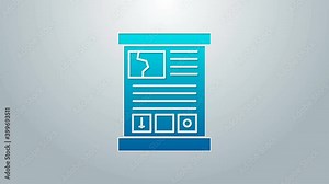 Blue line Game guide icon isolated on grey background. User manual, instruction, guidebook, handbook. 4K Video motion graphic animation