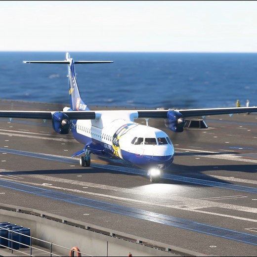 58K views · 750 reactions | ATR 72-600 line up on an aircraft carrier deck, preparing for an almost impossible takeoff in Microsoft Flight Simulator. This rare and thrilling moment showcases precision, power, and pure aviation madness. Sit back and enjoy this unique MSFS challenge! #takeoff #pilot #AviationGaming #FlightSimulator | Golden Crow | Facebook