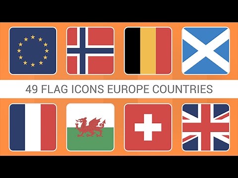Flag Icons Europe Countries Squares Style