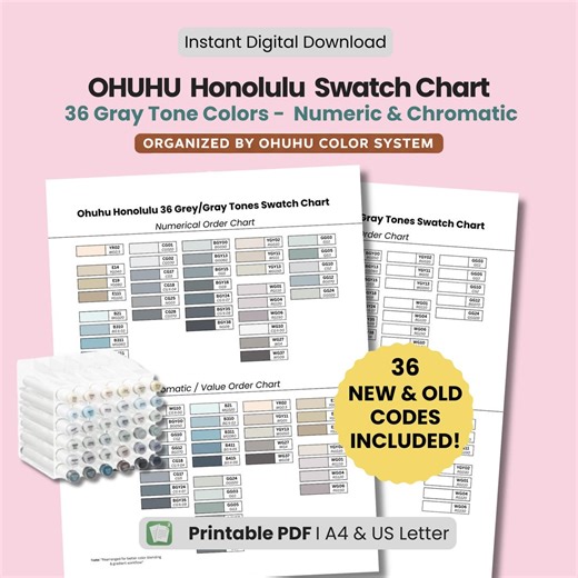 Ohuhu 36 Grey Tones Swatch Chart | Gray Scale Blending Guide | Digital PDF - Etsy Canada