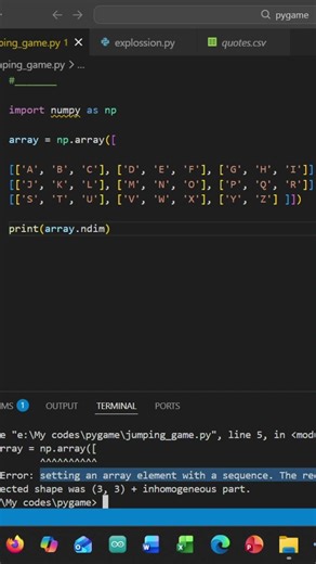 python 3d error fixing #python #code #coding #numpy #numpytutorial