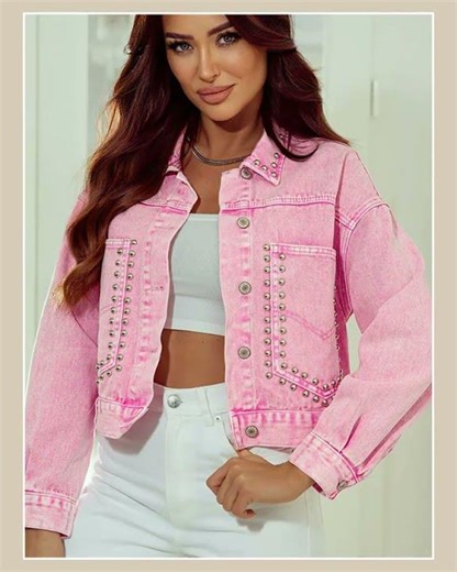 Studded Button Up Denim Jacket