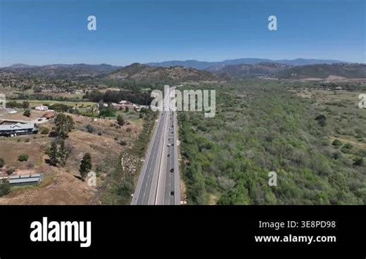 Aerial view of Fallbrook, Rainbow Crest, Rainbow Ridge with big mansion and green valley, San Diego County California Stock Video Footage - Alamy
