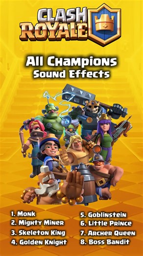 All 8 Champions Sound Effects #littleprince #archerqueen #goldenknight #skeletonking #arenasounds