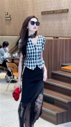 Elegant Girl Waving From Above | Classy Fashion Moment ✨