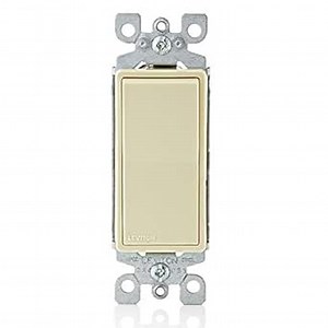 Leviton 15 Amp, 120/277 Volt, Decora Rocker Single-Pole AC Quiet Switch, Residential Grade, Grounding, 5601-2I, Ivory