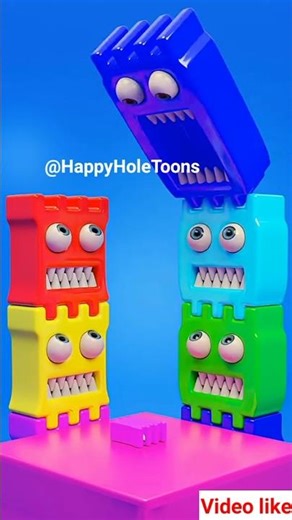 “Hungry Color Monsters 🟦🟥🟨 | Funny Block Puzzle Animation | 4D Shorts”