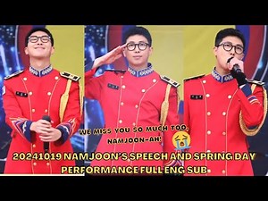 FULL ENG SUB RM Sings Spring Day with Military Band & Speech #bts #진 #방탄소년단 #btspringday #rm #김남준