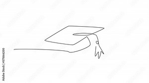 Animated self drawing of continuous line draw gown graduation uniform set. Graduation hat for bachelor. Back to school minimalist style. Education concept. Full length one line animation illustration. Stock Video
