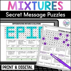 4th & 5th Grade Mixtures and Solutions Activities | Print & Digital Worksheets