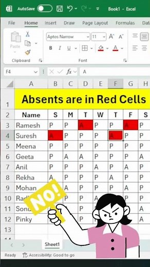 Highlight Absent in MS Excel Automatically | Excel Conditional Formatting Trick!