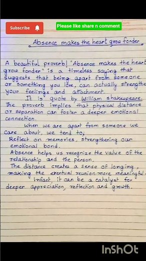 proverb"Absence makes the heart grow fonder"||Idioms meaning #rumescottage #yt #shortvideos