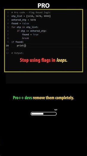 Python Pro vs Pro++ – Stop Using Flags in Loops (Python TIP 22) #python #coding #learnpython