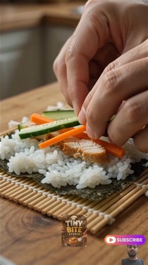 Tiny Chicken Sushi Roll Made in a Mini Kitchen 🍣