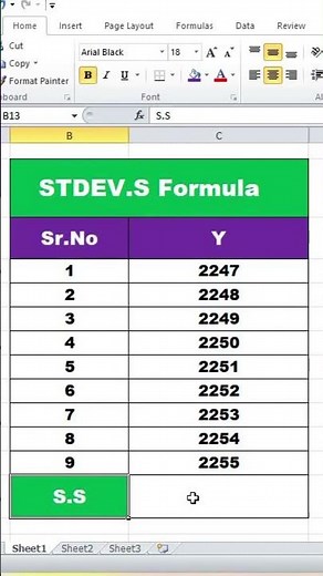 STDEVA.S Function in Excel | Sample Standard Deviation#excel #exceltips
