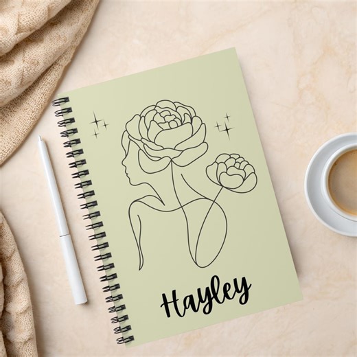 Personalized Notebook With Custom Name Minimalist Journal for Notes Planning Daily Writing With Wildflowers Design - Etsy