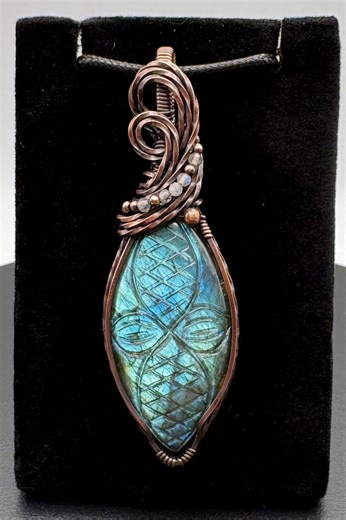 Wire Wrapped Labradorite Pendant: Oxidized Copper Wire - Etsy